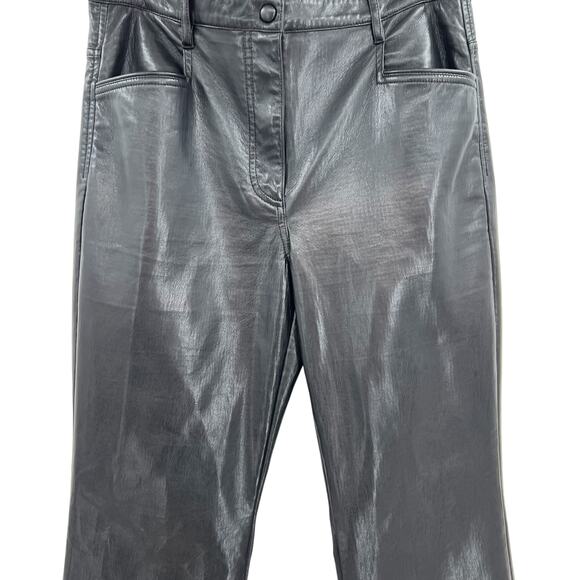 Aritzia Wilfred Beatrix Pants Flared High Waist Faux‎ Leather Black Size 10 - Picture 6 of 14